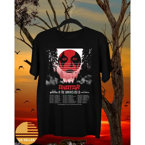 Avatar BAND In the Airwaves USA Tour 2025 T Shirt, Avatar BAND In the Airwaves USA Tour 2025 fan merch,Black Color,Size L