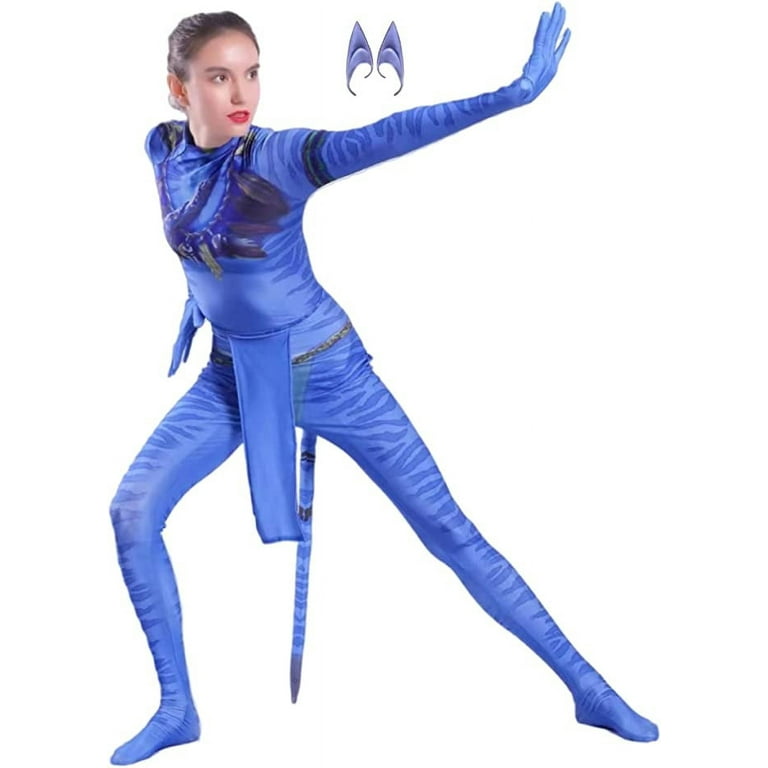 Avatar Zentai Bodysuit Jumpsuit With Tail Adult Kids Halloween Cosplay  Costume