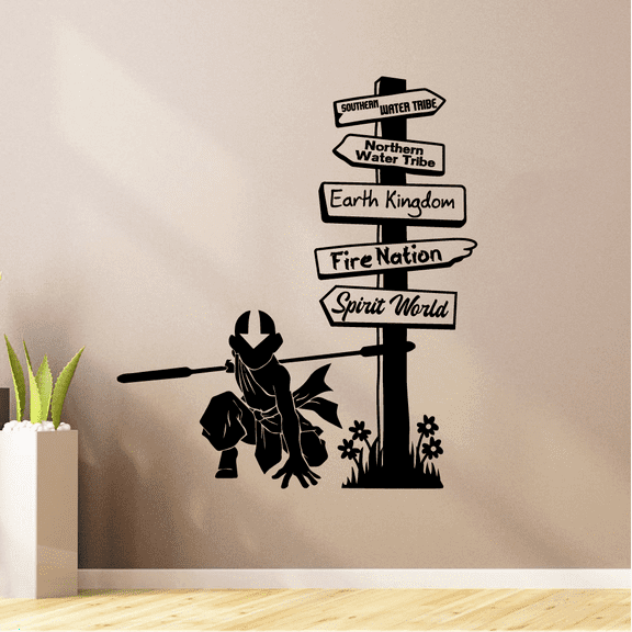 Avatar Fire Nation Kingdom Pathway Signage Cartoon Wall Sticker Art Decal for Girls Boys Room Bedroom Nursery Kindergarten House Fun Home Decors Stickers Wall Art Vinyl Decoration Size (26x28 inch)