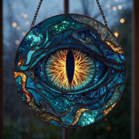 Avatar Fire and Ash Glass Suncatcher, Pandora Suncatcher, Na'vi Stained Glass Suncatcher, I see you Stained Glass Suncatcher