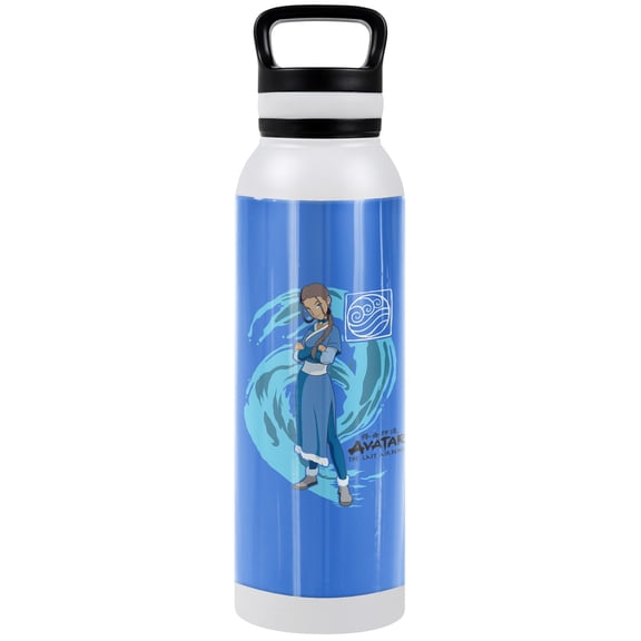 Avatar The Last Airbender Official Katara Water Wave 24 oz Insulated Canteen Water Bottle, Leak Resistant, Vacuum Insulated Stainless Steel with Loop Cap