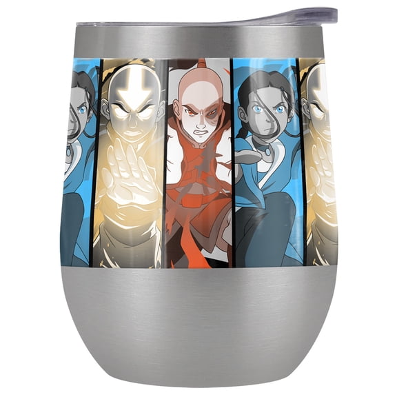 Avatar The Last Airbender Official Triple Bender 12 oz Stemless Tumbler, Stainless Steel Travel Cup|Lake Tumbler|Insulated with Leak Resistant Slide-Lock Lid