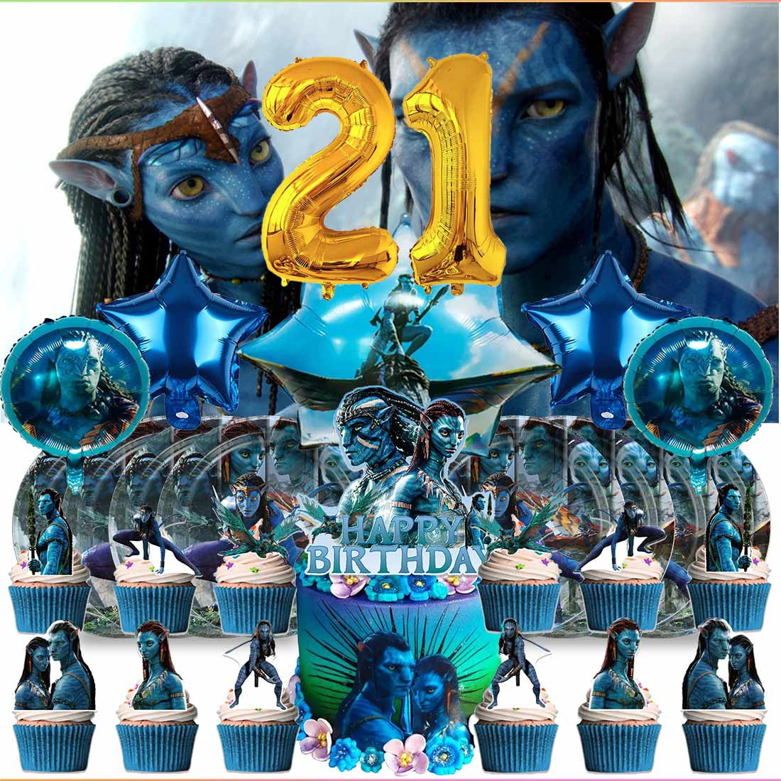 Avatar Movie 21th Tableware Balloons Cake Toppers Backdrop Banner ...