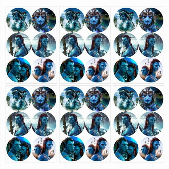 Avatar Movie Stickers Party Favors Labels Birthday Thank You Themed Round Circle Baby Shower 60pcs