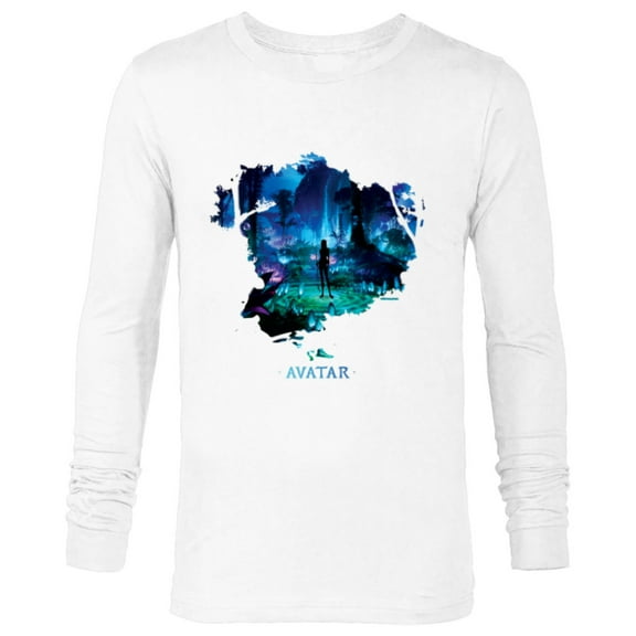 Avatar Na’vi in Pandora Jungle at Night with Logo - Long Sleeve T-Shirt for Men - Customized-White