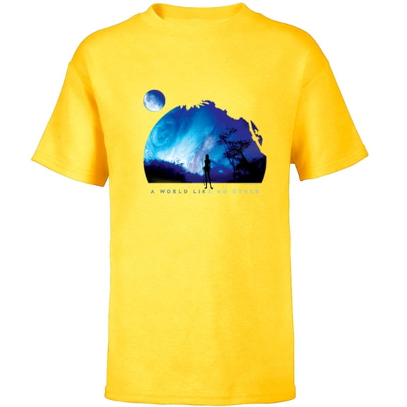 Avatar Pandora A World Like No Other Na’vi Shadow at Night - Short Sleeve T-Shirt for Kids - Customized-Yellow