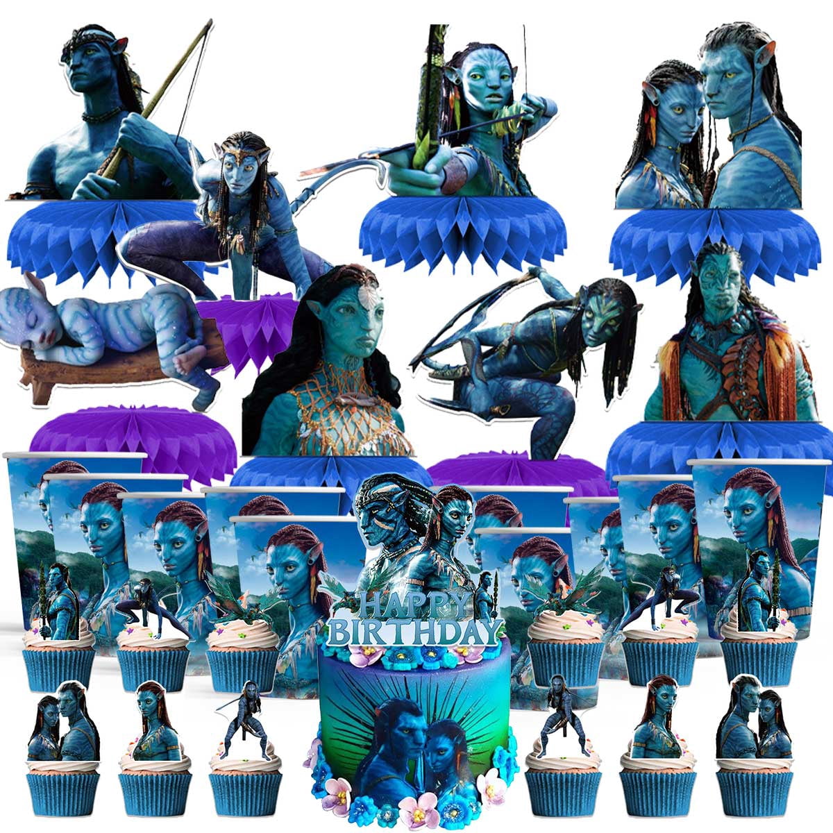 Avatar Party Supplies Decor Cups Fans Decorations Honeycomb ...