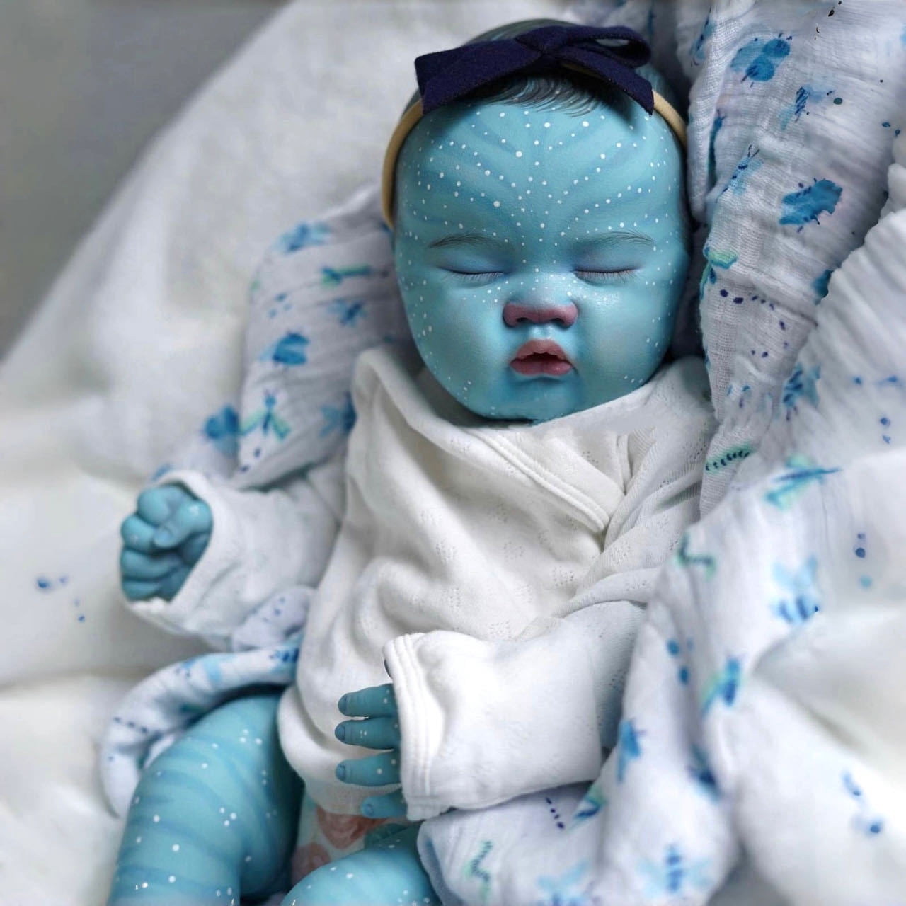 Avatar Reborn Baby Dolls - 19 Inch Soft Body Realistic Newborn Baby Dolls 3D Painted Sleeping Dolls Real Life Elf Baby Doll Toy for Kids Age 3 +