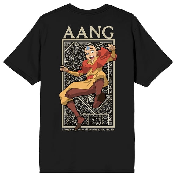 Avatar The Last Airbender Aang Air element Icon on Black Short Sleeve Adult T-Shirt-Large