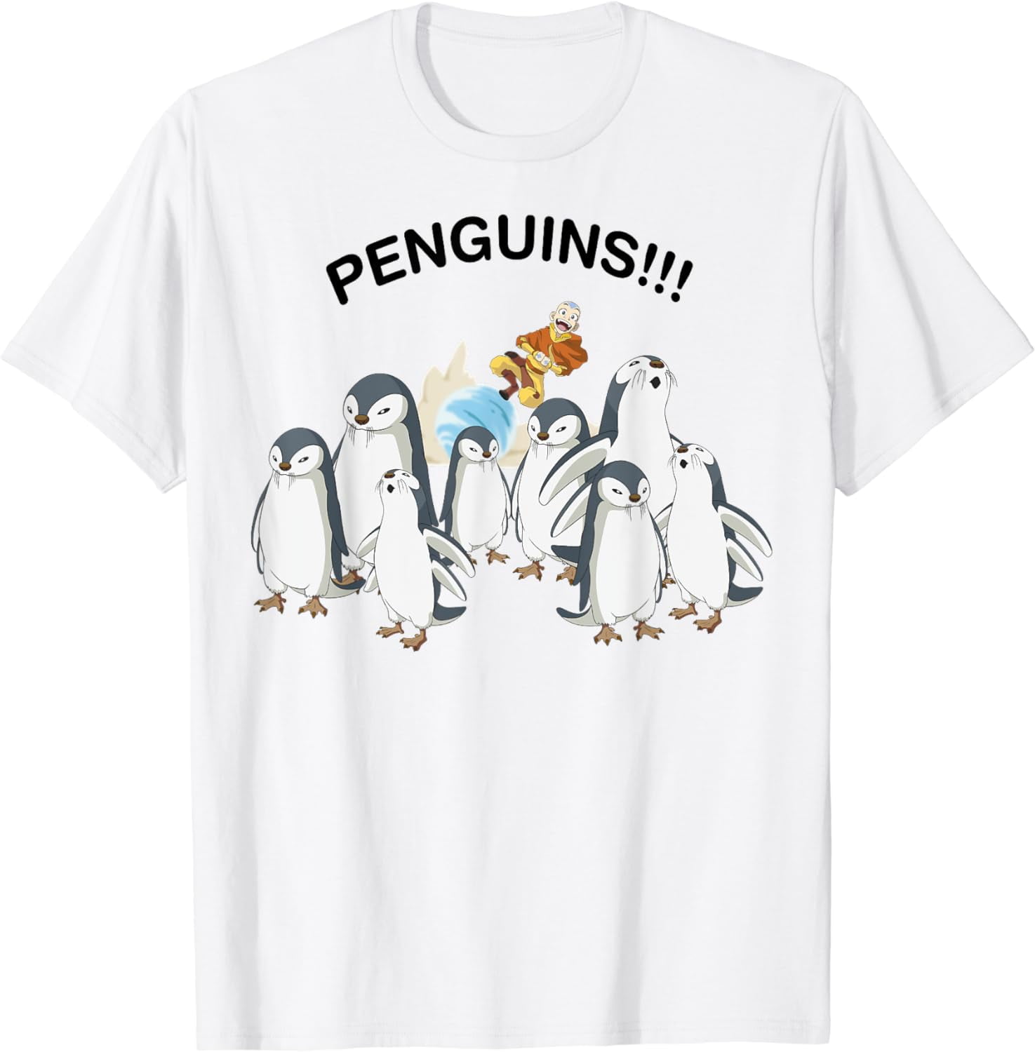 Avatar: The Last Airbender Aang And Penguins!! Portrait T-Shirt ...