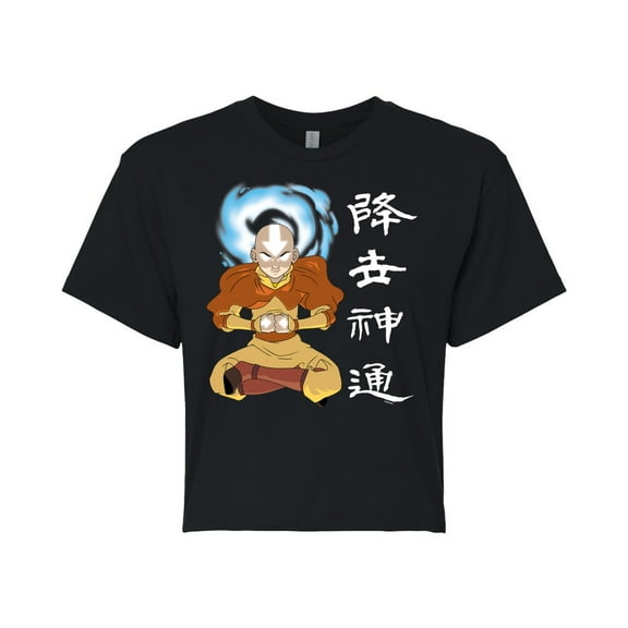 Avatar - The Last Airbender- Aang Avatar State - Juniors Cropped Cotton Blend T-Shirt