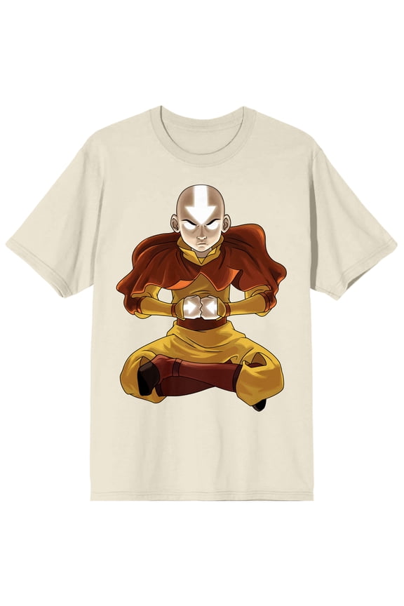 Avatar The Last Airbender Aang Charging Men's Natural Graphic Tee- XL