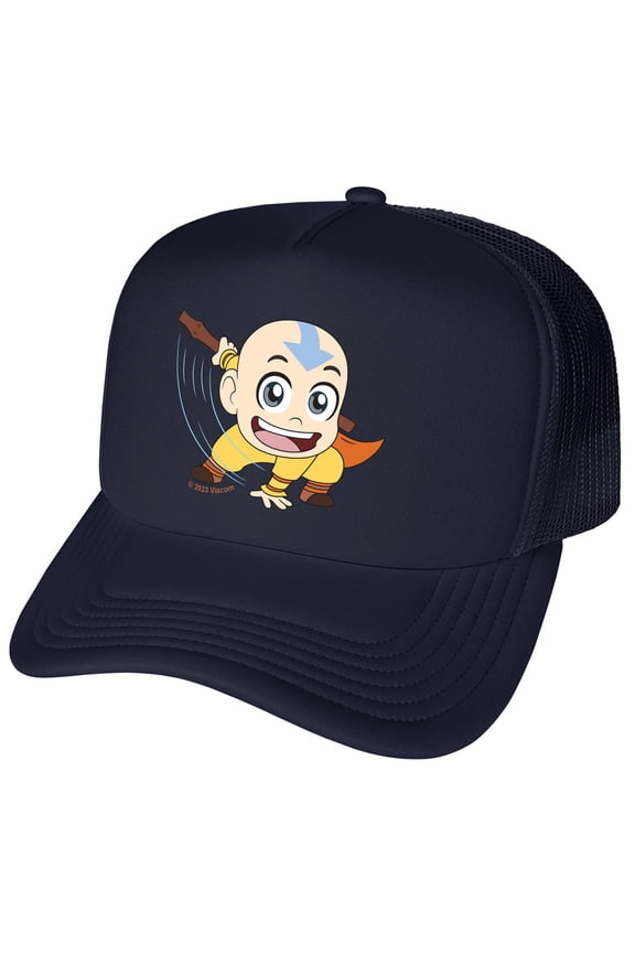 Avatar: The Last Airbender Aang Chibi Foam Snapback Trucker Hat - Unisex for Men and Women