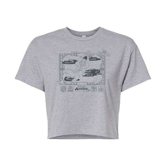 Avatar - The Last Airbender - Aang Happy Flying - Juniors Cropped Cotton Blend T-Shirt