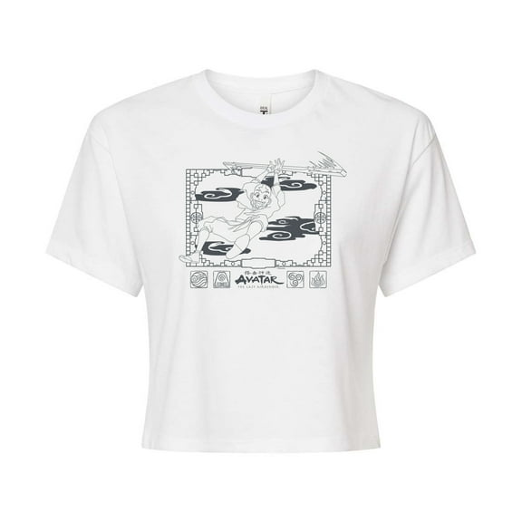 Avatar - The Last Airbender - Aang Happy Flying - Juniors Cropped Cotton Blend T-Shirt