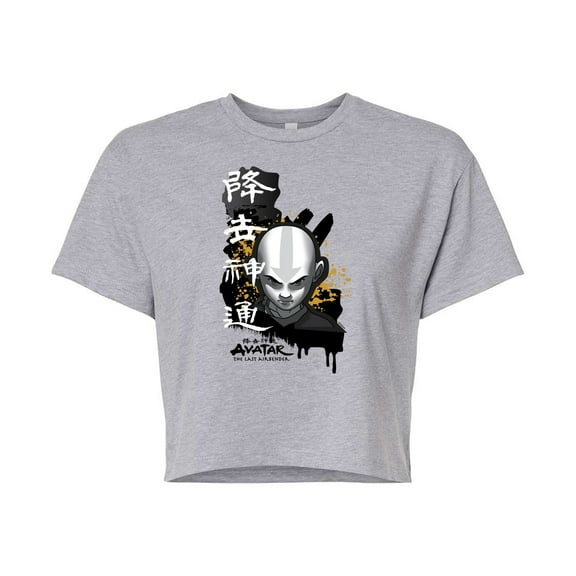 Avatar - The Last Airbender - Aang Ink Splatter - Juniors Cropped Cotton Blend T-Shirt