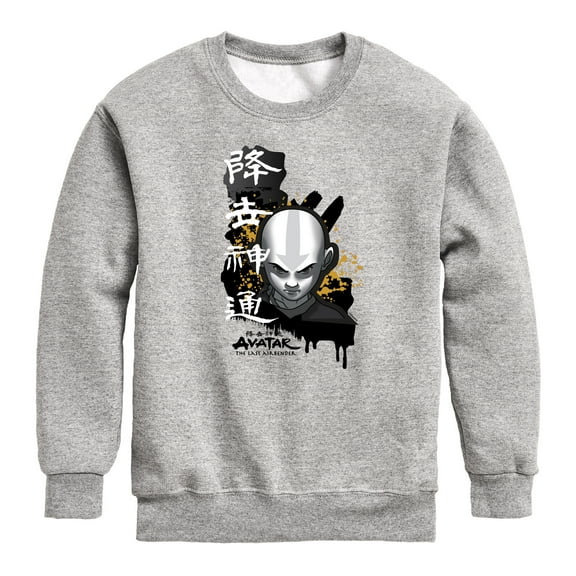 Avatar - The Last Airbender - Aang Ink Splatter - Youth Crewneck Fleece Sweatshirt
