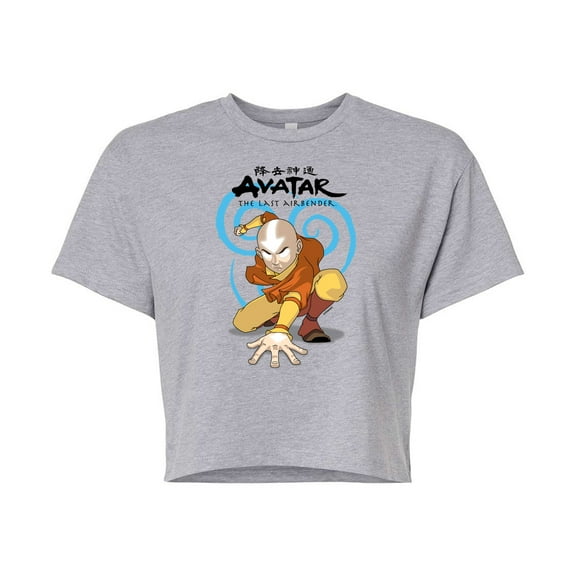 Avatar - The Last Airbender - Aang Swirl - Juniors Cropped Cotton Blend T-Shirt