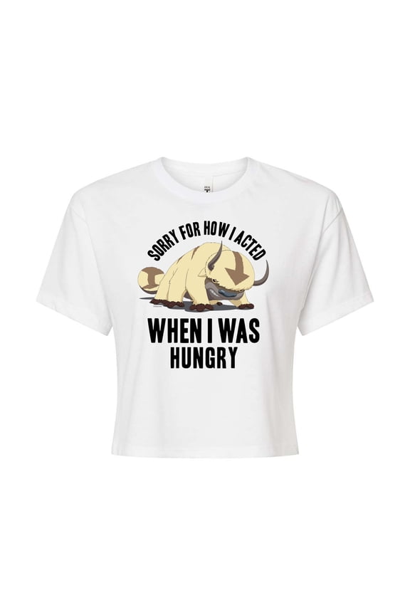 - Appa Hungry - Juniors Cropped Cotton Blend T-Shirt