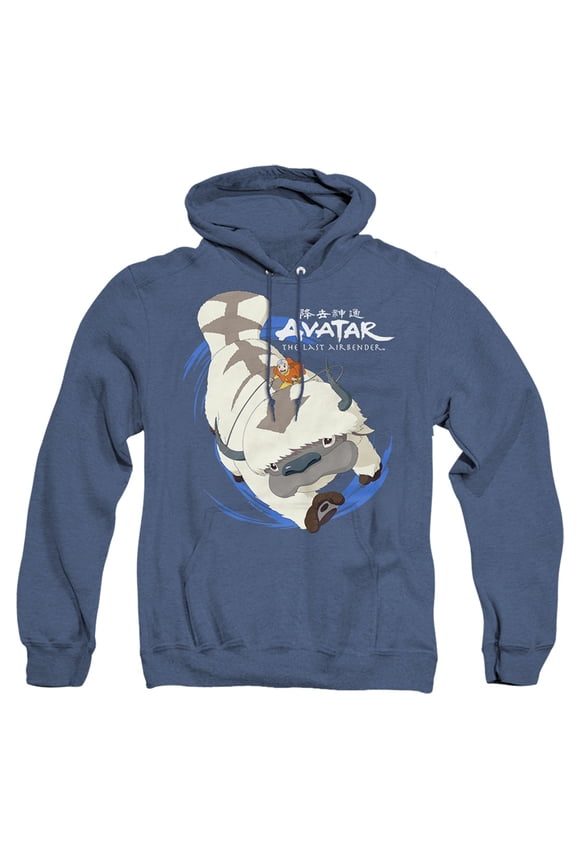 Avatar The Last Airbender Appa In Flight Unisex Adult Pull-Over Heather Hoodie,Royal Blue, Small