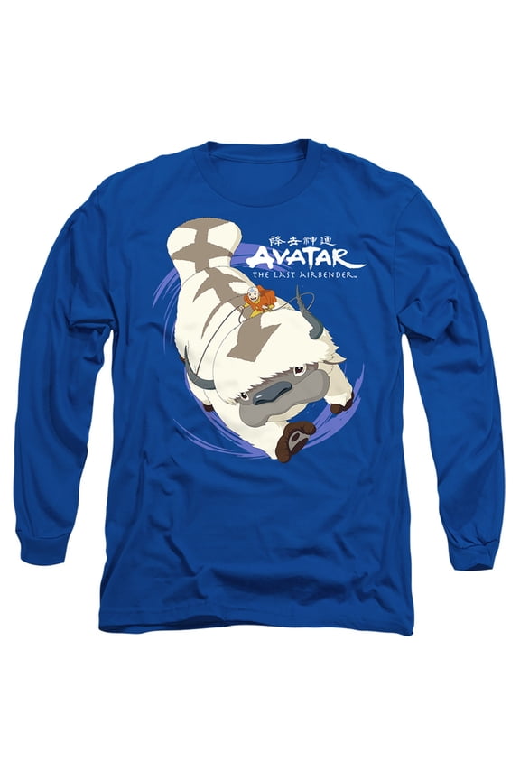Avatar The Last Airbender Appa in Flight Unisex Adult Long-Sleeve T Shirt (Large) Royal Blue