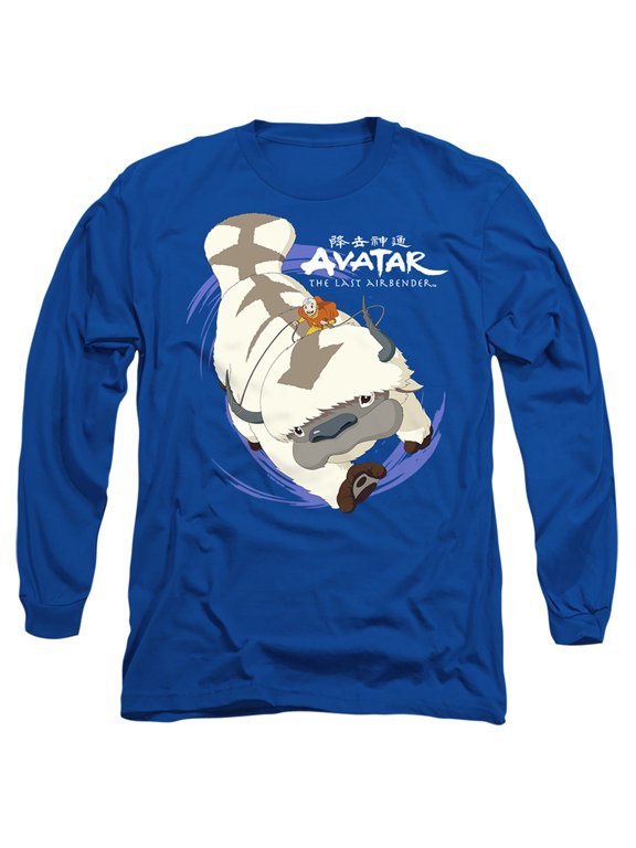 Avatar The Last Airbender Appa in Flight Unisex Adult Long-Sleeve T Shirt (Medium) Royal Blue