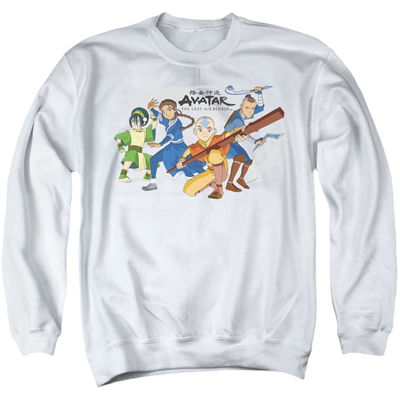 Avatar The Last Airbender Avatars Group Unisex Adult Crewneck Sweatshirt (3X-Large) White
