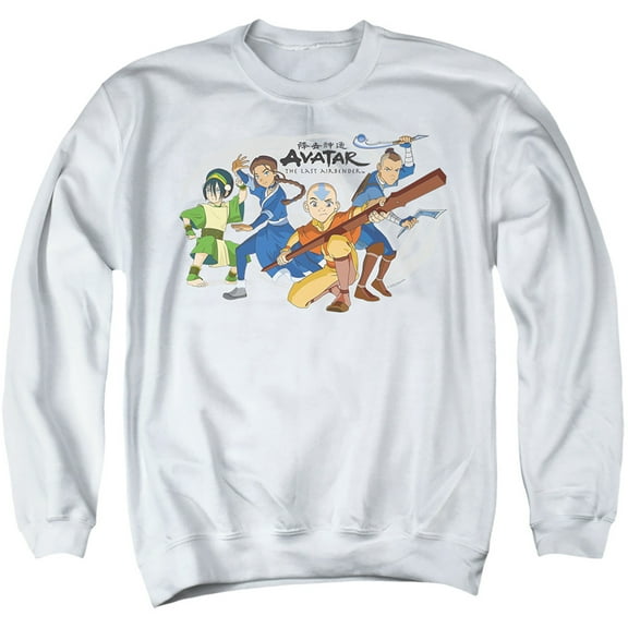 Avatar The Last Airbender Avatars Group Unisex Adult Crewneck Sweatshirt (Large) White