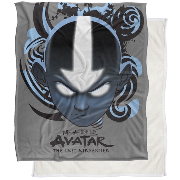 Avatar The Last Airbender Blanket, 50"x60" Airbender Blue and Black Kanji Silky Touch Sherpa Back Super Soft Throw Blanket