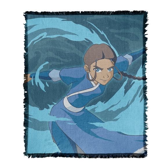 Avatar The Last Airbender Blanket, 50"x60" Avatar Katara Woven Tapestry Cotton Blend Fringed Throw Blanket