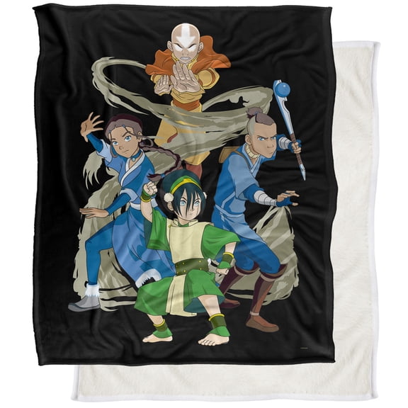 Avatar The Last Airbender Blanket, 50"x60" Team Avatar Elements Silky Touch Sherpa Back Super Soft Throw Blanket