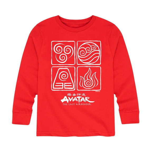 Avatar - The Last Airbender - Four Elements Inverse - Youth Long Sleeve Graphic T-Shirt