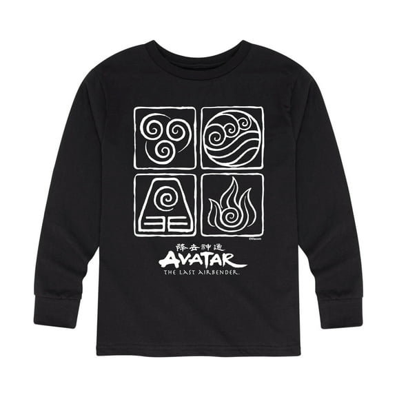 Avatar - The Last Airbender - Four Elements Inverse - Youth Long Sleeve Graphic T-Shirt