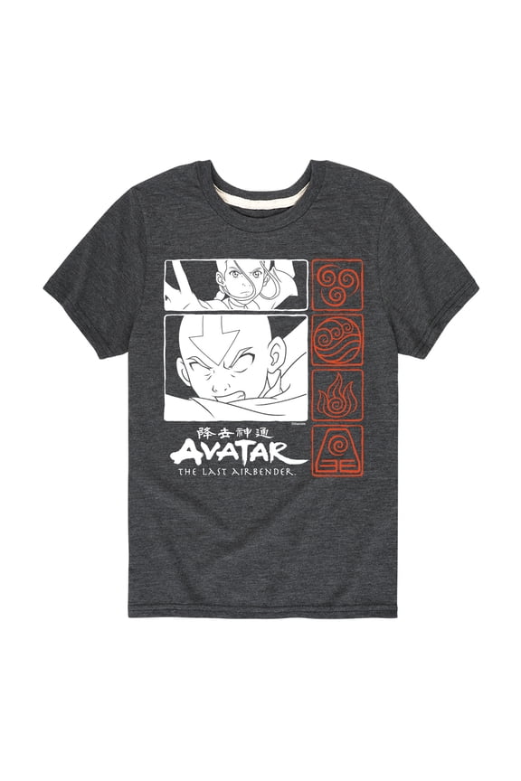 - Aang and Katara Elements Grid Short Sleeve Graphic T-Shirt