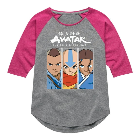 Avatar - The Last Airbender - Sokka Aang Katara - Youth Girls Raglan Graphic T-Shirt