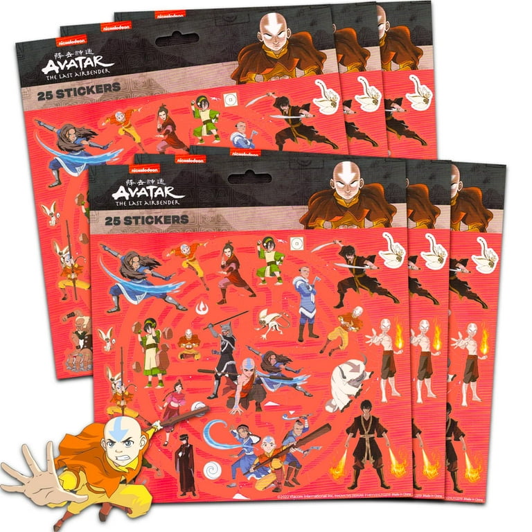 Avatar The Last Airbender Stickers Party Favors Bundle ~ 150 Avatar Stickers  for Kids Featuring Aang, Appa, Momo, Katara, Zuko, More