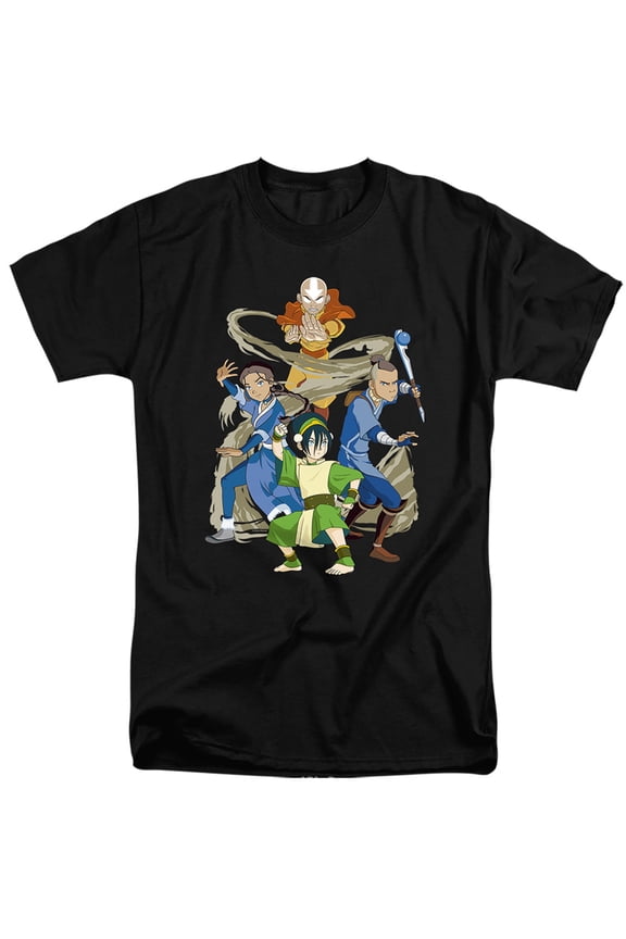 Avatar The Last Airbender Team Avatar Elements Unisex Adult Tall T Shirt,Black, 3X-Large