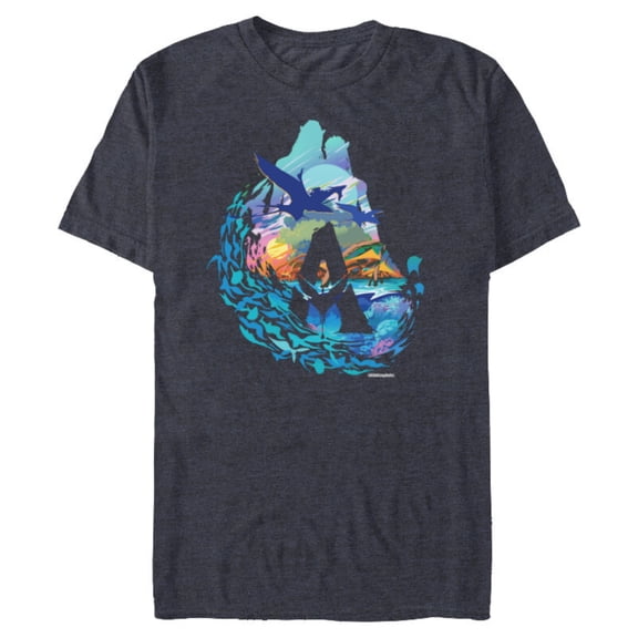 Avatar: The Way of Water Above and Below the Waves - Short Sleeve Blended T-Shirt for Adults - Customized-Denim Snow Heather