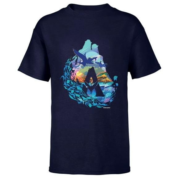 Avatar: The Way of Water Above and Below the Waves - Short Sleeve T-Shirt for Kids - Customized-Athletic Navy