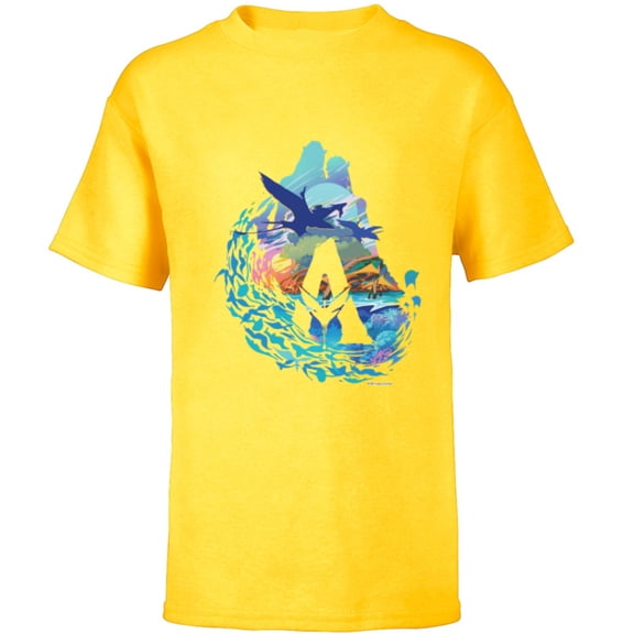 Avatar: The Way of Water Above and Below the Waves - Short Sleeve T-Shirt for Kids - Customized-Yellow