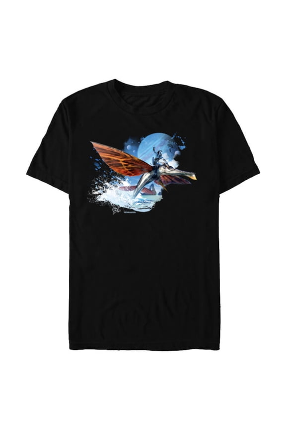 Avatar: The Way of Water Jake Sully Riding Skimwing Painted - Short Sleeve Blended T-Shirt for Adults - Customized-Black