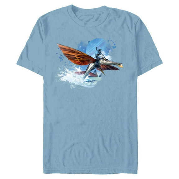 Avatar: The Way of Water Jake Sully Riding Skimwing Painted - Short Sleeve Blended T-Shirt for Adults - Customized-Ocean Blue