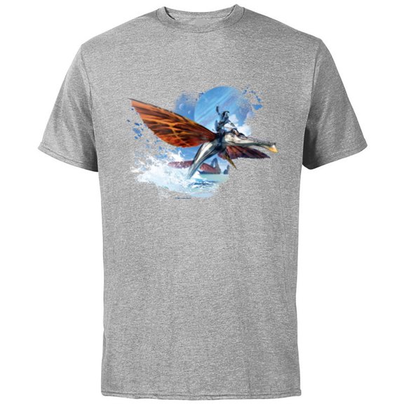 Avatar: The Way of Water Jake Sully Riding Skimwing Painted - Short Sleeve Cotton T-Shirt for Adults - Customized-Athletic Heather