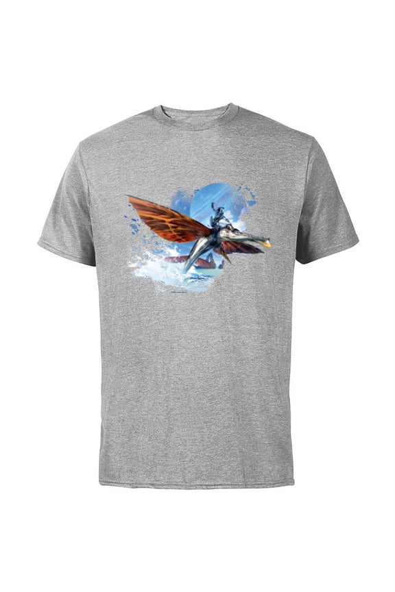 Avatar: The Way of Water Jake Sully Riding Skimwing Painted - Short Sleeve Cotton T-Shirt for Adults - Customized-Athletic Heather
