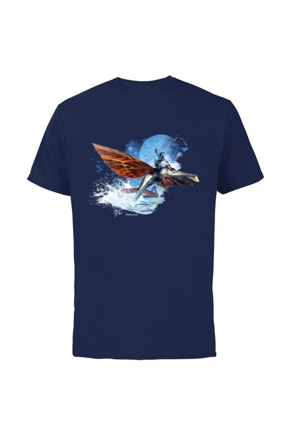 Avatar: The Way of Water Jake Sully Riding Skimwing Painted - Short Sleeve Cotton T-Shirt for Adults - Customized-Navy
