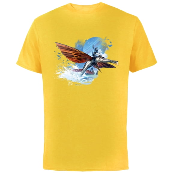 Avatar: The Way of Water Jake Sully Riding Skimwing Painted - Short Sleeve Cotton T-Shirt for Adults - Customized-Yellow
