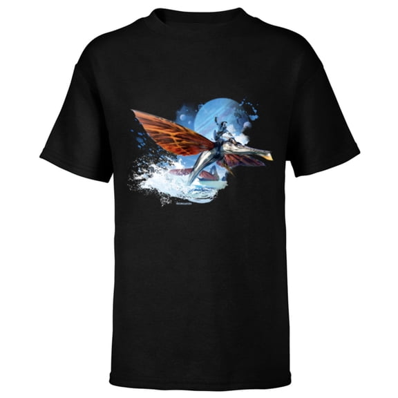 Avatar: The Way of Water Jake Sully Riding Skimwing Painted - Short Sleeve T-Shirt for Kids - Customized-Black