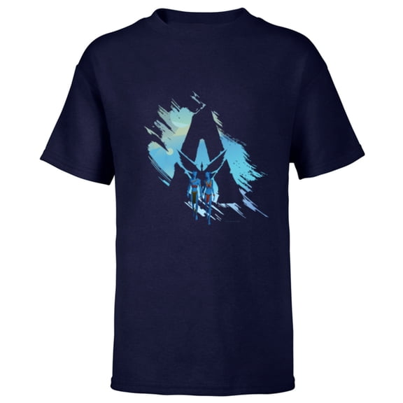 Avatar: The Way of Water Jake and Neytiri A Logo Illustrated - Short Sleeve T-Shirt for Kids - Customized-Navy