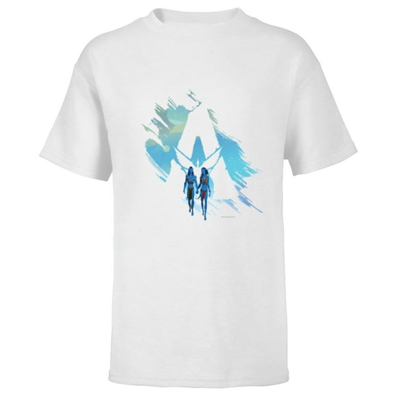 Avatar: The Way of Water Jake and Neytiri A Logo Illustrated - Short Sleeve T-Shirt for Kids - Customized-White
