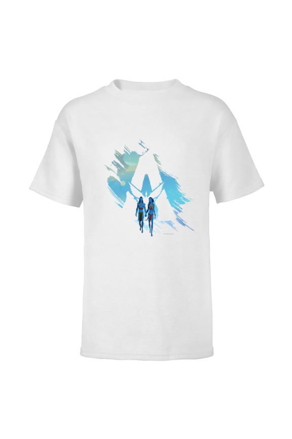 Avatar: The Way of Water Jake and Neytiri A Logo Illustrated - Short Sleeve T-Shirt for Kids - Customized-White